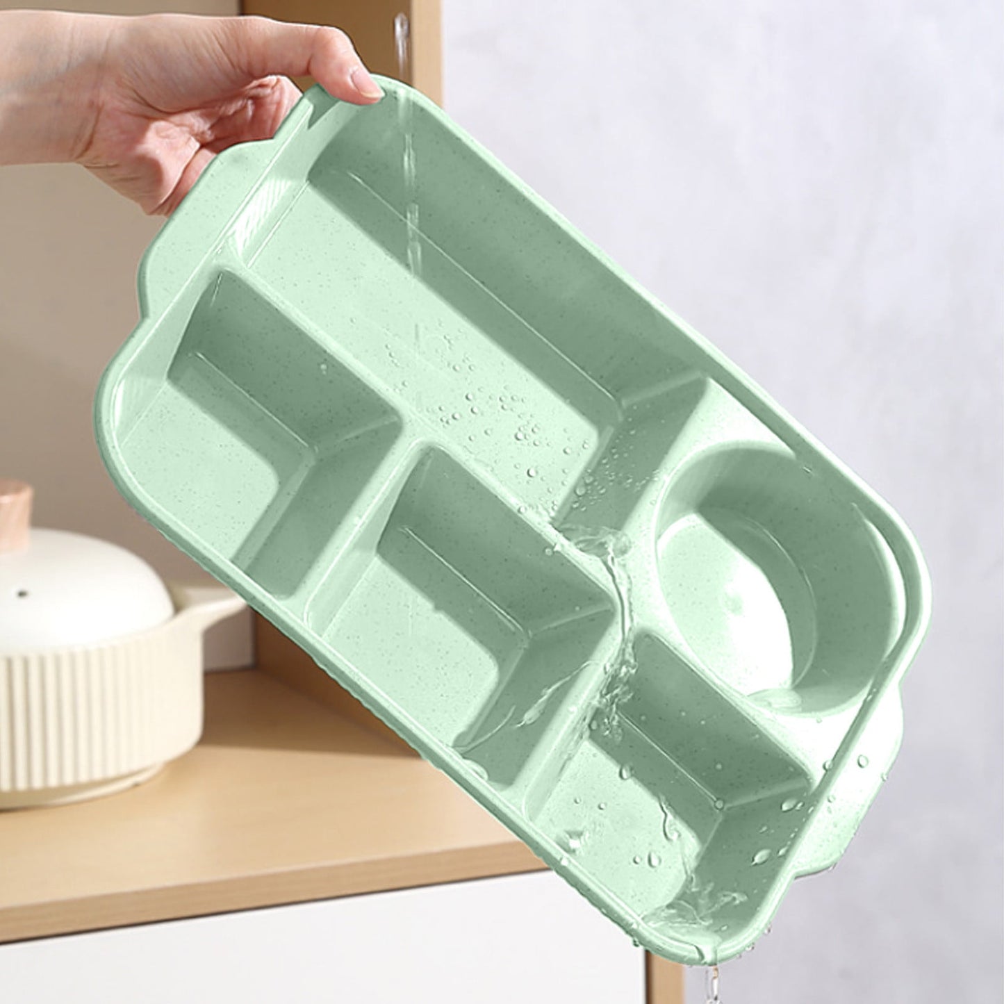 Unbreakable Divided Reusable Plastic Lunch Tray with 6 Compartments, Large Portion Control Plate for Adults, V1189-LWWAL-20260401-05815