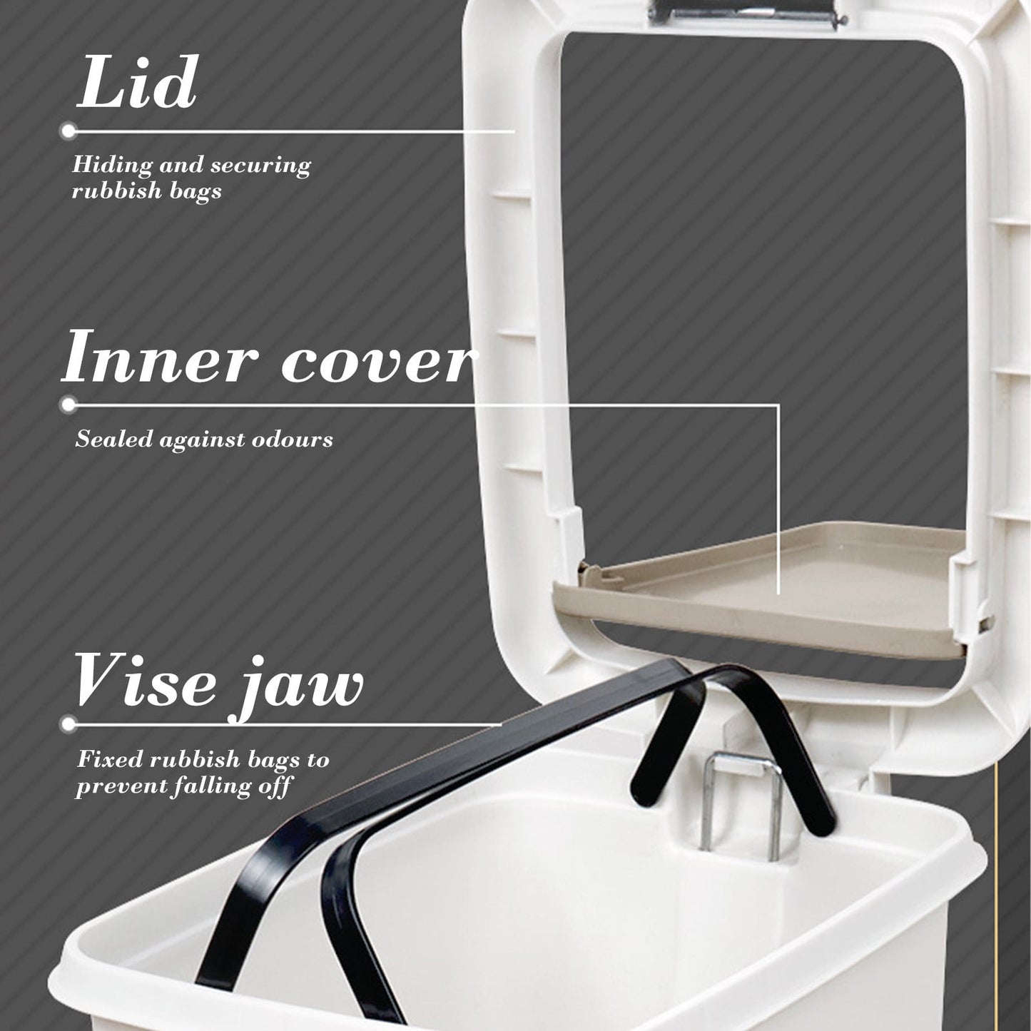 Step On Trash Can with Lid 8L Kitchen Bathroom Waste Bin Foot Pedal Stainless Steel Touchless Garbage Bin V1189-LWWAL-20260401-05891