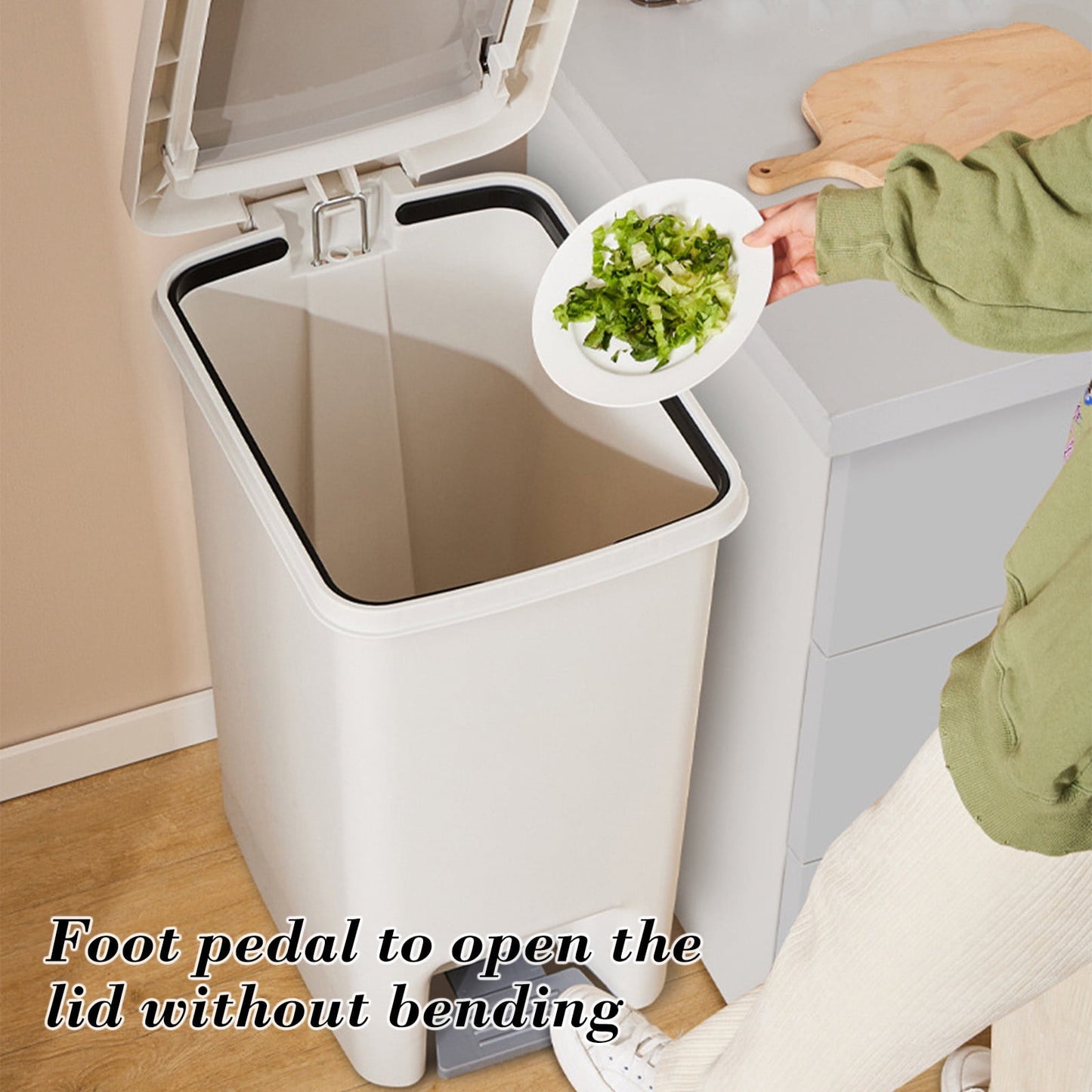 Step On Trash Can with Lid 8L Kitchen Bathroom Waste Bin Foot Pedal Stainless Steel Touchless Garbage Bin V1189-LWWAL-20260401-05891