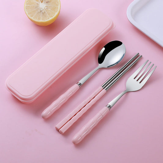 Stainless Steel Portable Cutlery Set with Case - Spoon Fork Chopsticks Utensil Kit for Office School Picnic V1189-LWWAL-20260401-05911