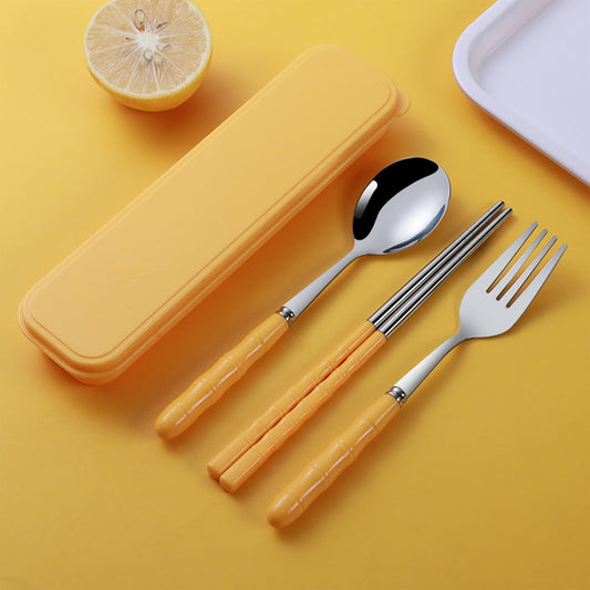 Stainless Steel Portable Cutlery Set with Case - Spoon Fork Chopsticks Utensil Kit for Office School Picnic V1189-LWWAL-20260401-05912