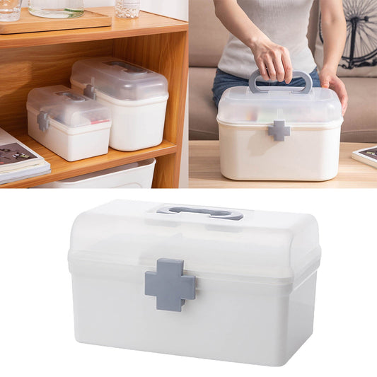 Plastic First Aid Storage Box, Container Bin with Removable Tray and Portable Handle, Family Emergency V1189-LWWAL-20260401-05949