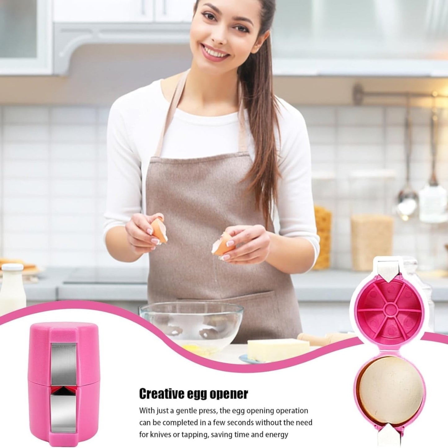 Egg Cracking Tool for Raw Eggs, Efficient Egg Shell Opener Handheld Egg Peeler Tool Egg Cracker Separator V1189-LWWAL-20260401-05965