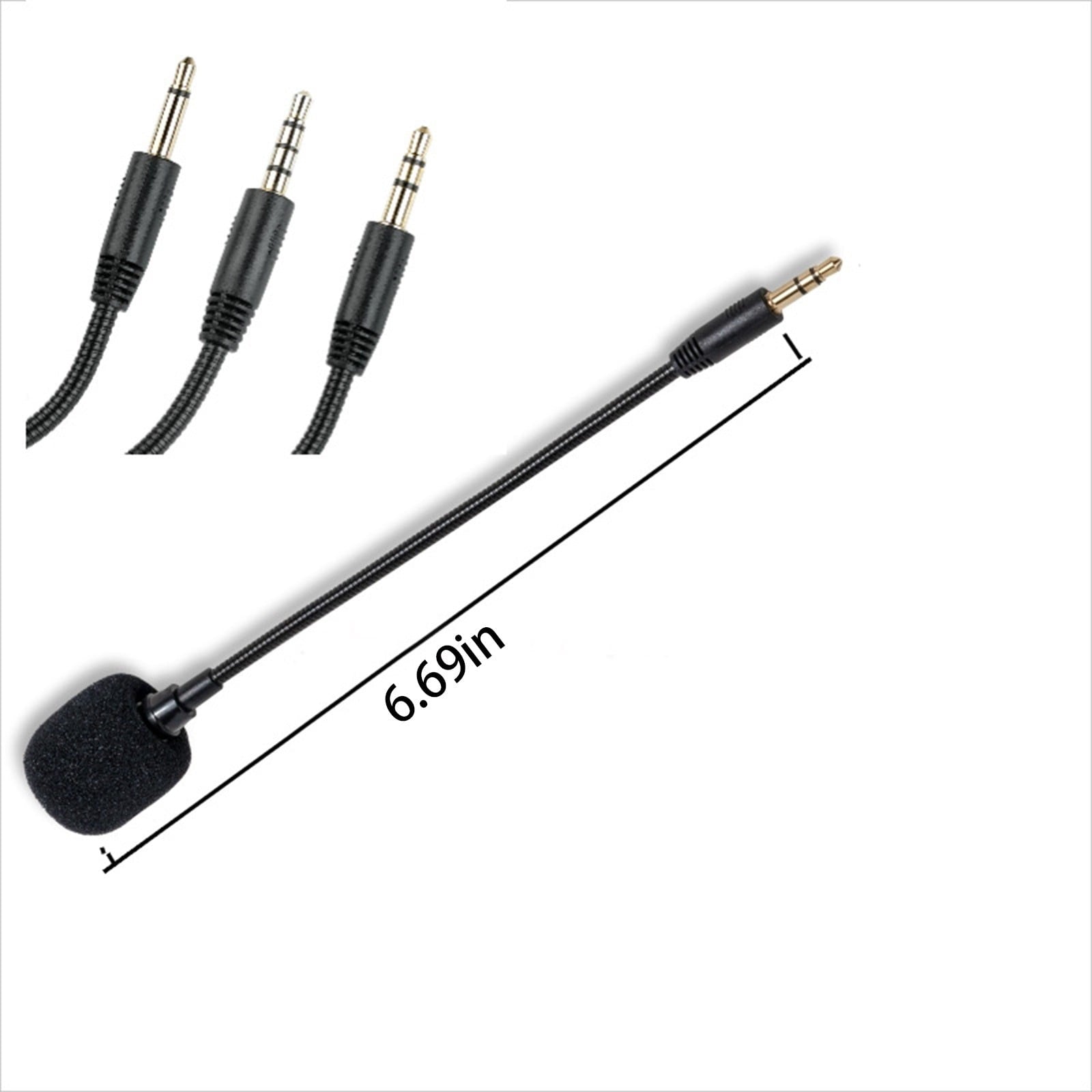 Headset Microphone 3.5mm Plug, Black Headset Microphone Adjustable 360 Degrees Bendable Jack Headphone V1189-LWWAL-20260401-05979