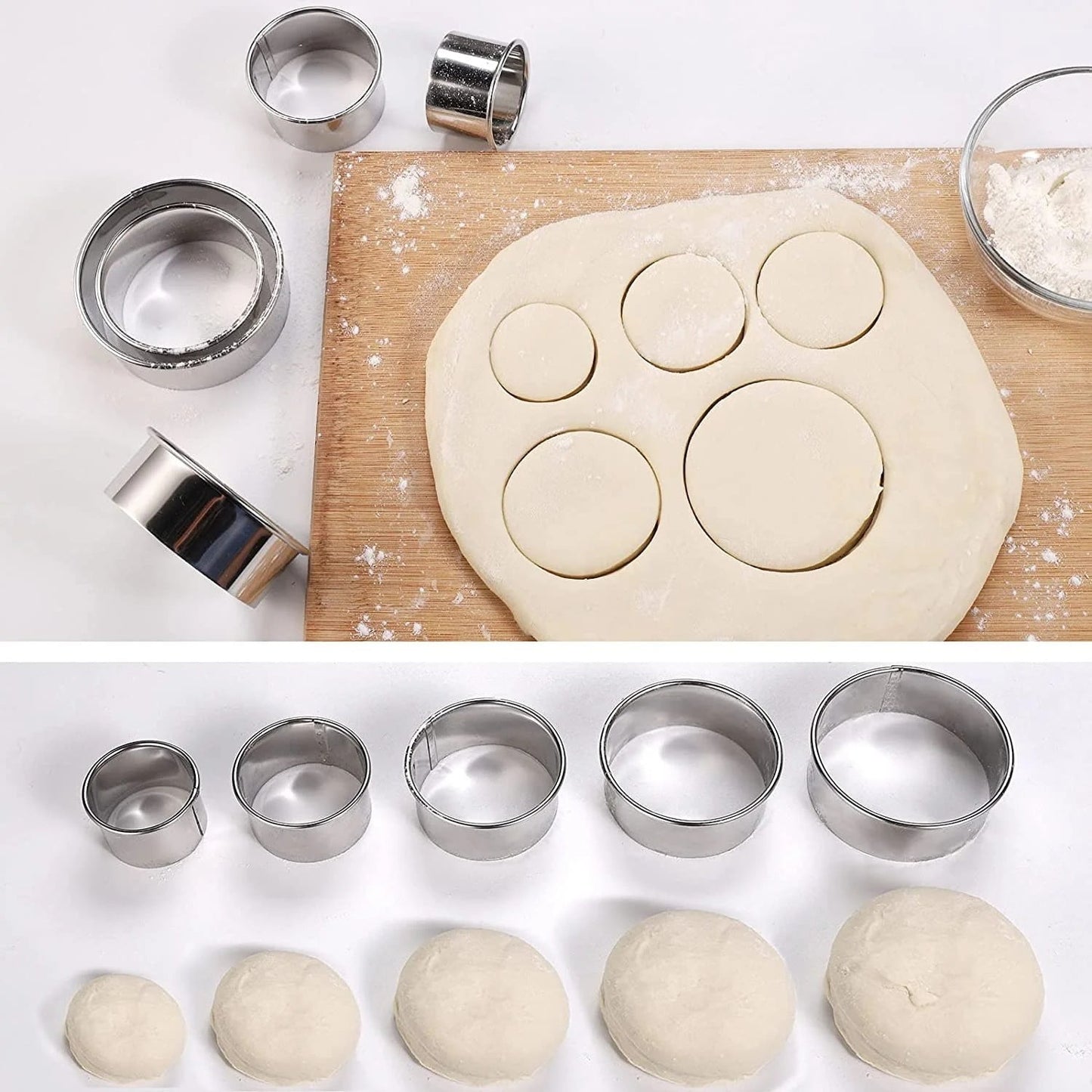 Biscuit Cookie Cutters Set, Stainless Steel Circle Round Cookie Biscuit Cutters in Graduated Sizes Shape V1189-LWWAL-20260401-05999