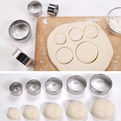 Biscuit Cookie Cutters Set, Stainless Steel Circle Round Cookie Biscuit Cutters in Graduated Sizes Shape V1189-LWWAL-20260401-05999
