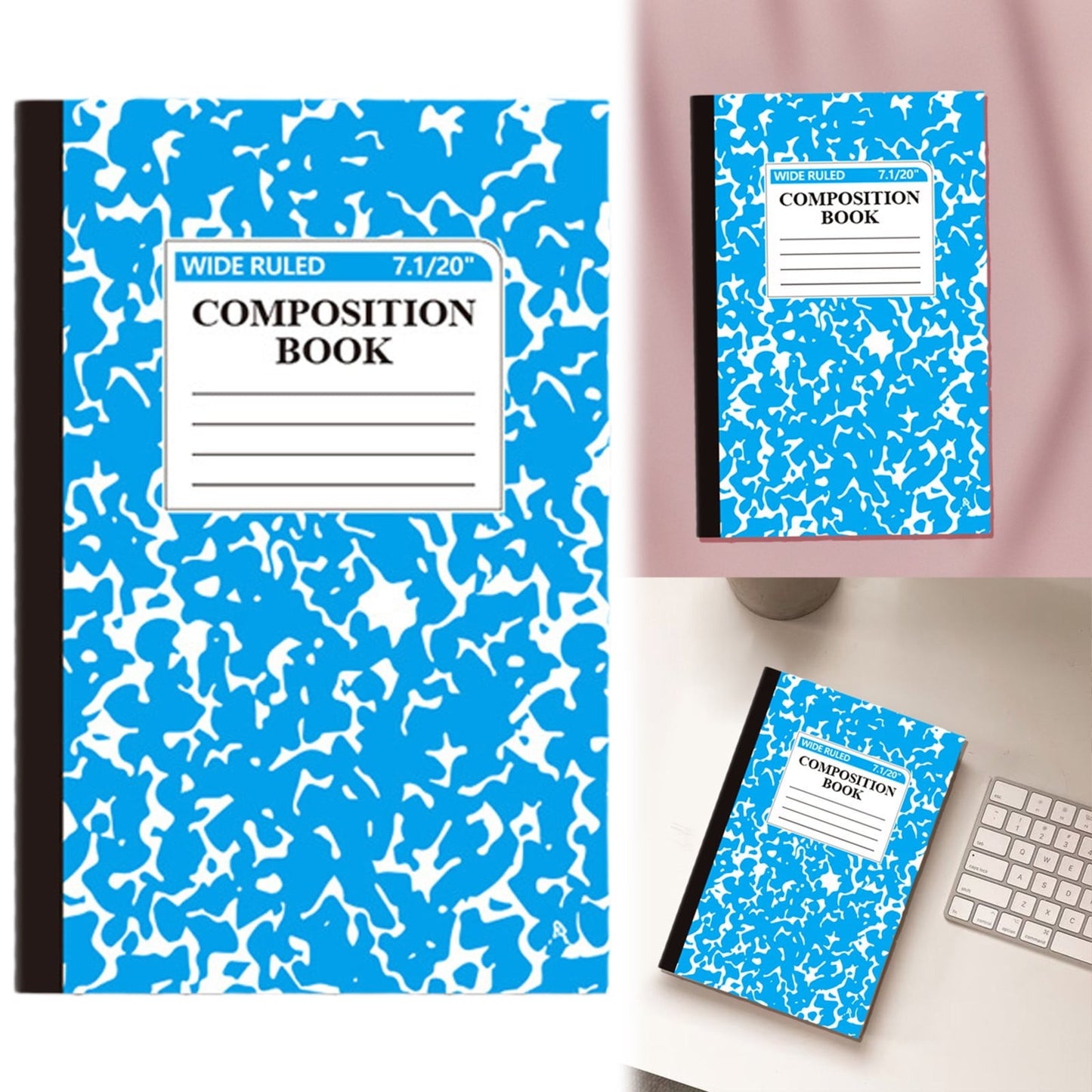 1 Pcs 8 Pastel Colors Office Ruled Composition Books,Composition Notebook, Marble Cover Notepad Lined Cute V1189-LWWAL-20260401-06005