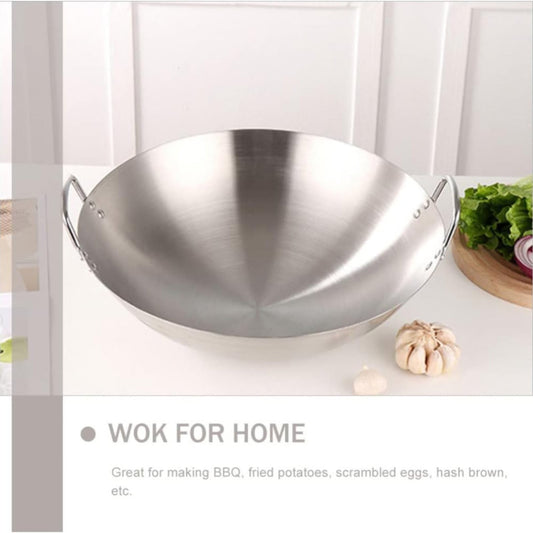 Double Handle Wok, Heavy Duty Stainless Steel Wok Fry Pan, Large Capacity Saute Pan, Multipurpose Stewpot V1189-LWWAL-20260401-06068