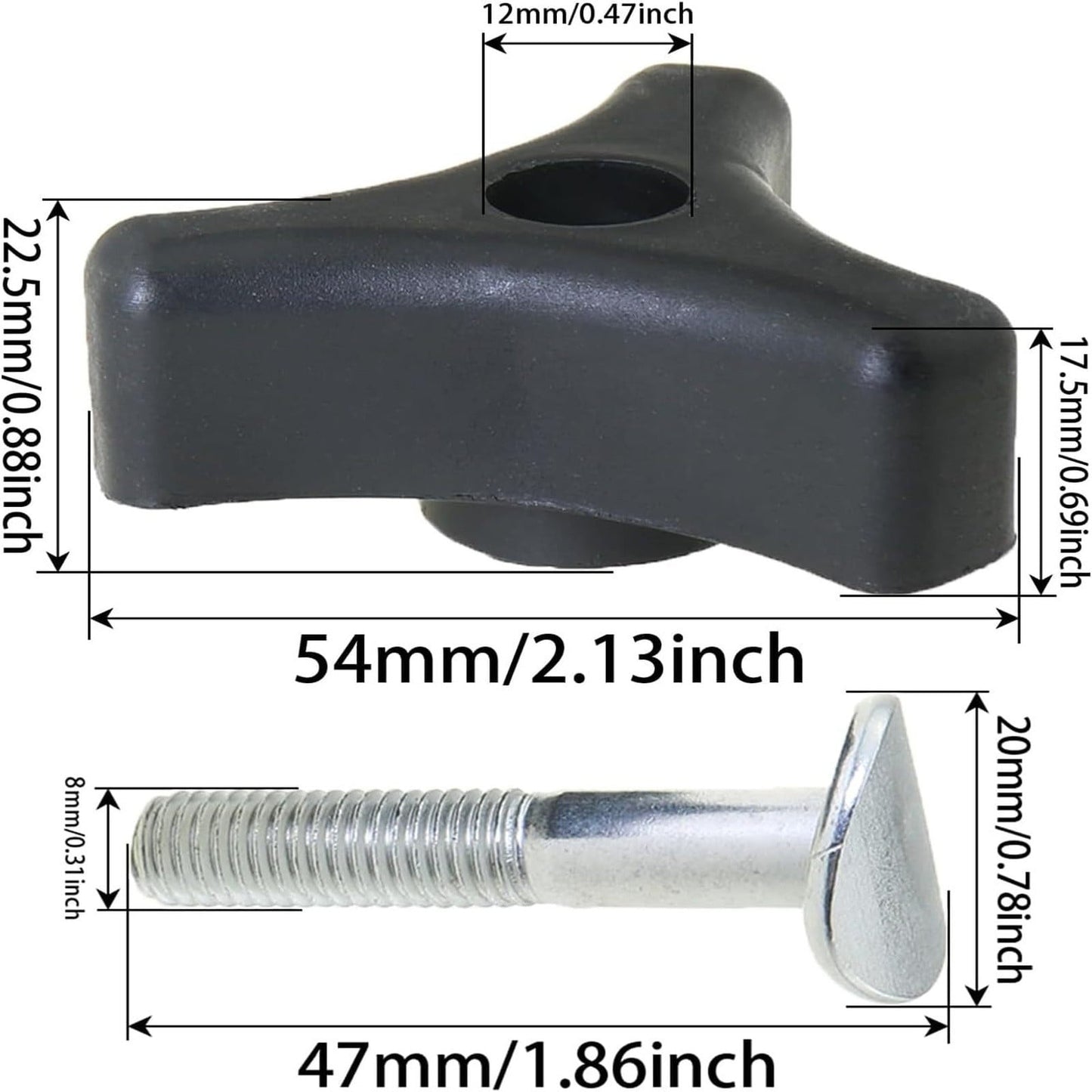 Lawn Mower Handle Knobs Nut Bolt, Heavy Duty Triangular Handle Fastening Screw, Replacement for Lawn Mower, 1 V1189-LWWAL-20260401-06072
