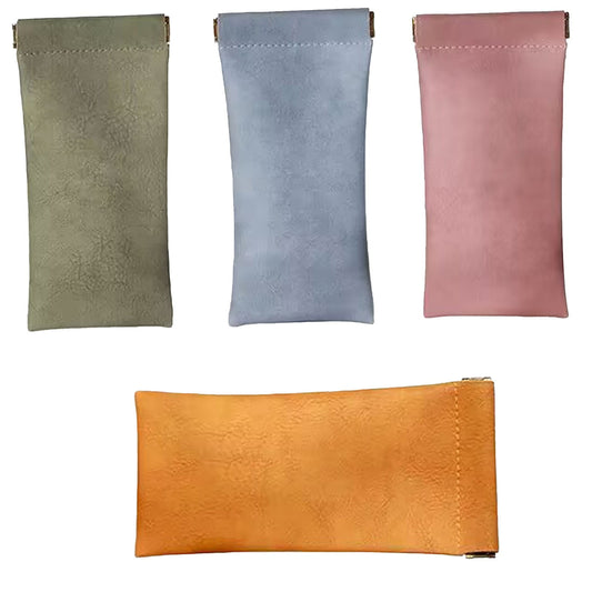 Glasses Case, Soft Eyeglass Case, Portable Squeeze Top Leather Glasses Case, Anti-Scratch Eyeglass Case For V1189-LWWAL-20260401-06089