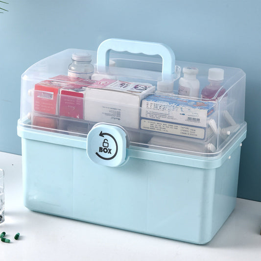 Medicine Storage Box, 3-Tier Foldable Tray Medicine Storage Containers, Removable Pill Case & Handled, Empty V1189-LWWAL-20260401-06108