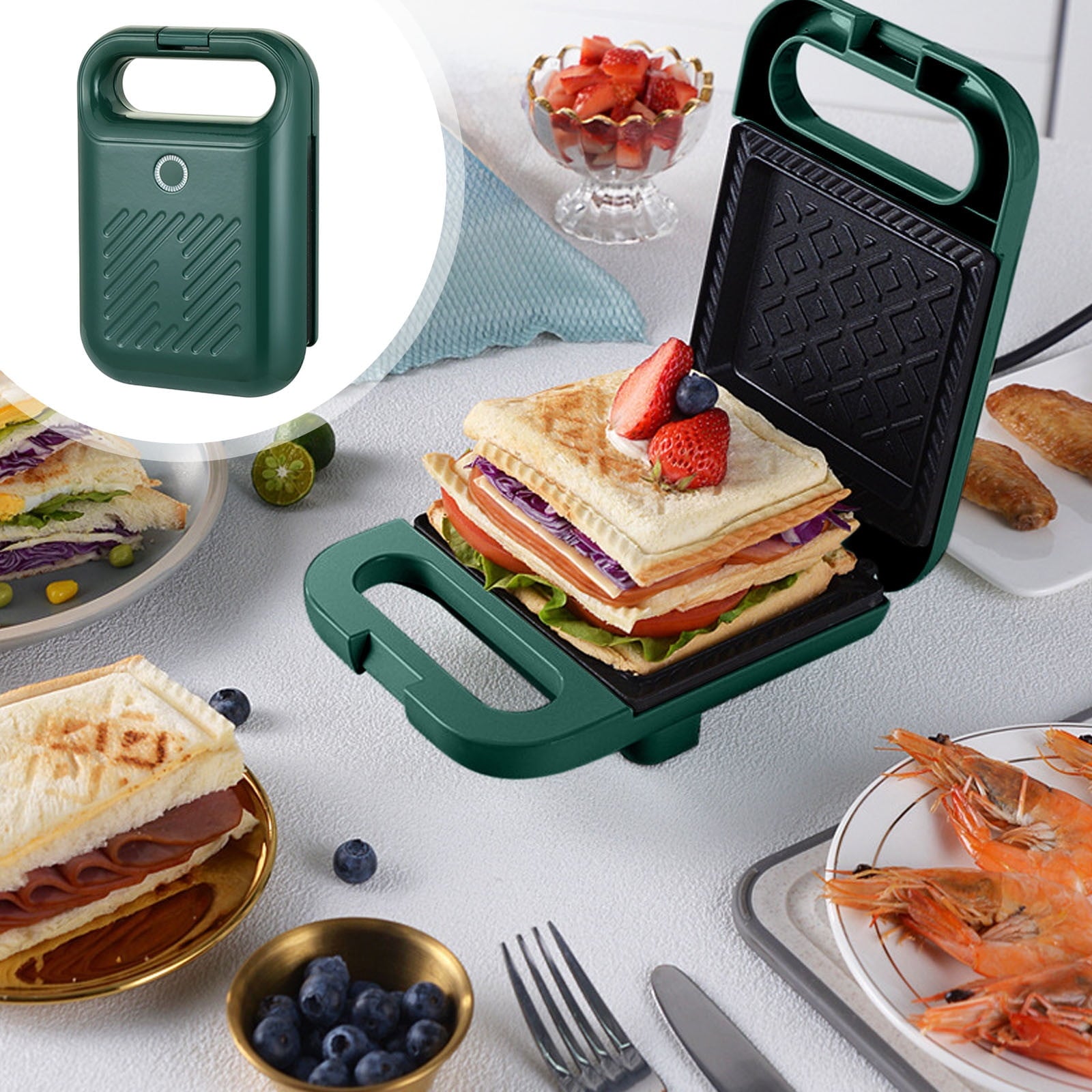 Mini Waffle Maker Machine,Sandwich Iron Maker Press Toaster Grilled Cheese Breakfast,Compact Design LED V1189-LWWAL-20260401-06115