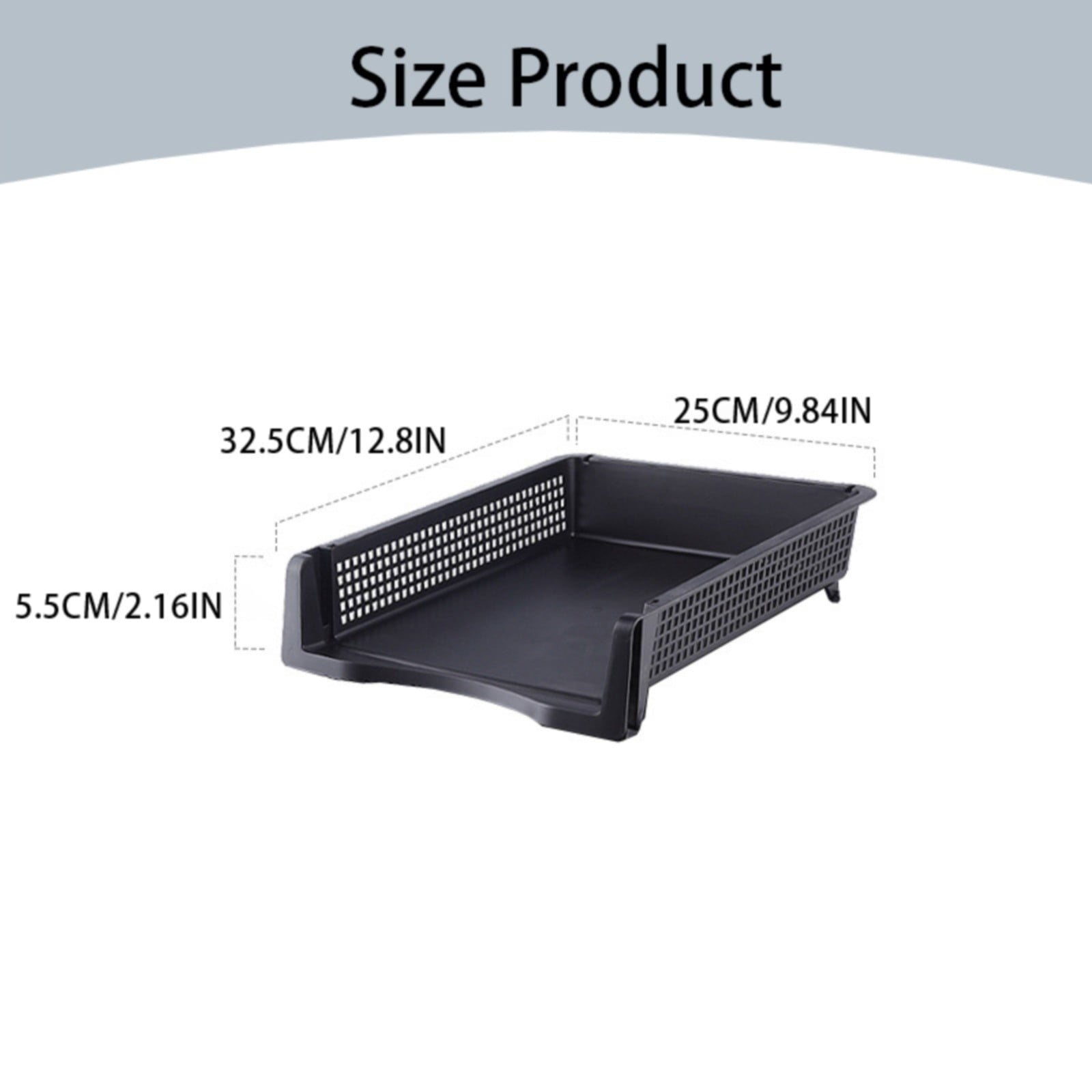 Stackable Paper Trays, Heavy Duty Rectangular Plastic Desk Holder Desktop Document File Organizer Storage V1189-LWWAL-20260401-06124