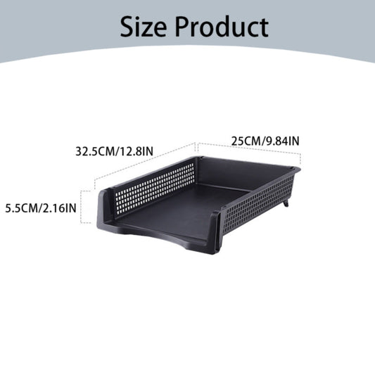 Stackable Paper Trays, Heavy Duty Rectangular Plastic Desk Holder Desktop Document File Organizer Storage V1189-LWWAL-20260401-06125