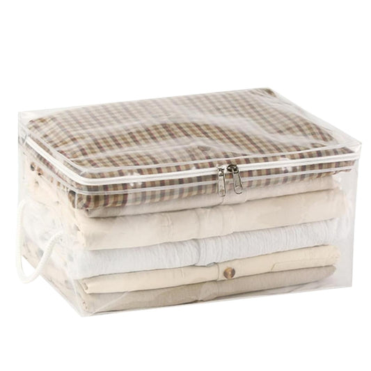 1 Pack Clear Vinyl Zippered Storage Bags, 40L Plastic Blanket Storage Bag, Vinyl Foldable Moving Bags with V1189-LWWAL-20260401-06128