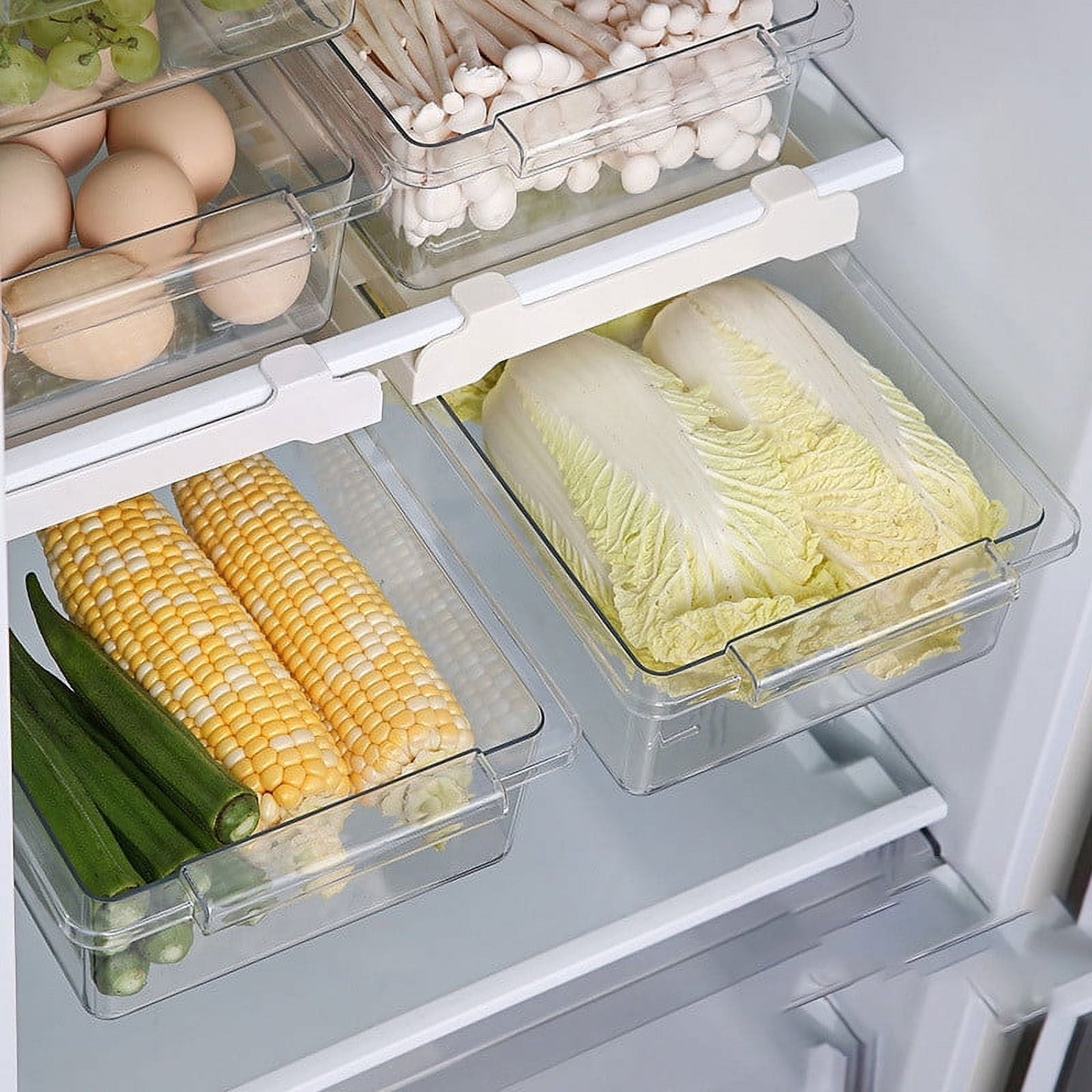 Refrigerator Pull Out Bin,Snap On Drawer Fridge Mate,Fridge Storage Box/Drawers/Rack, Refrigerator Bin Home V1189-LWWAL-20260401-06131