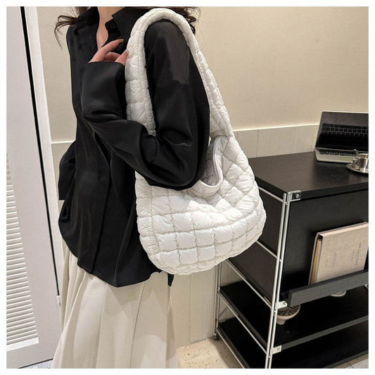 Puffer Tote Bag for Women, Quilted Crossbody Bubble Shoulder Bag, Soft Cloud Lightweight Puffy Handbag, V1189-LWWAL-20260401-06161