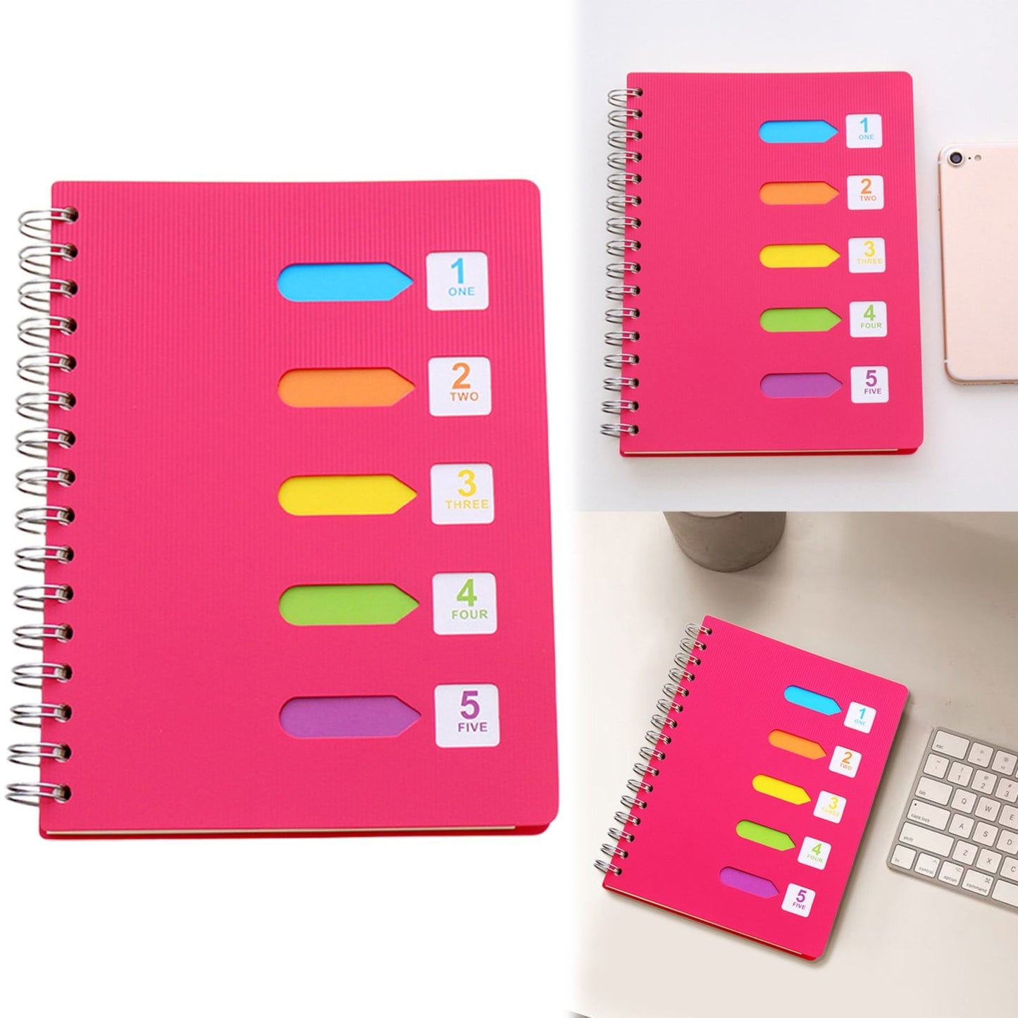5 Subject Notebook College Ruled,Small Spiral Notebook 5x7 with Removable Divider Tabs, Lined Spiral Notebook V1189-LWWAL-20260401-06163