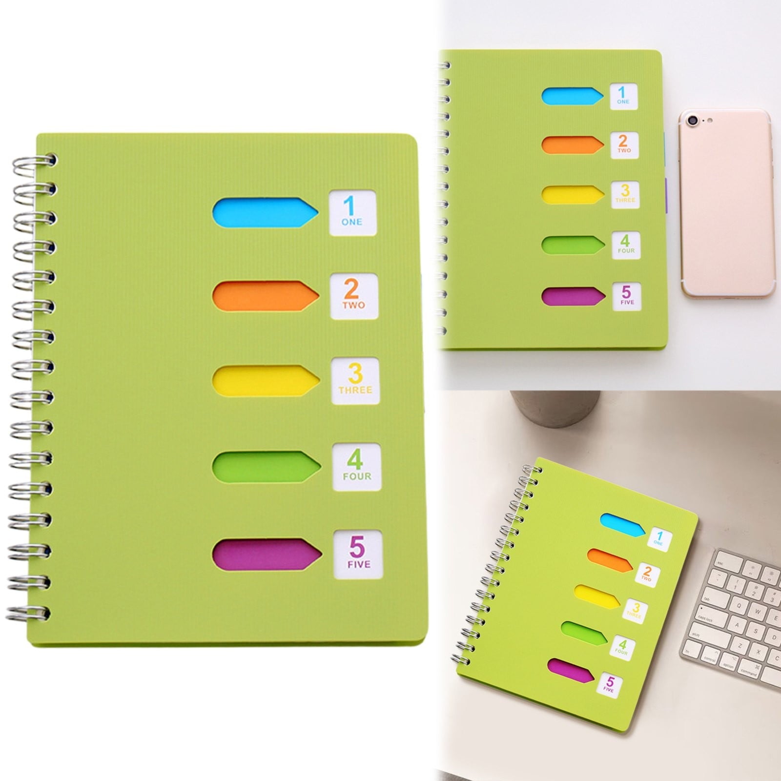 5 Subject Notebook College Ruled,Small Spiral Notebook 5x7 with Removable Divider Tabs, Lined Spiral Notebook V1189-LWWAL-20260401-06164
