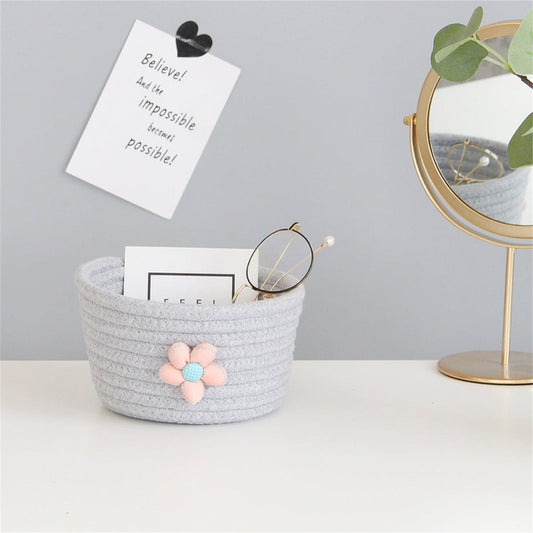 Small Woven Storage Baskets ,Cotton Rope Woven Rattan Baskets,Shelf Toy Basket,Closet Organizer Bins,Small V1189-LWWAL-20260401-06166
