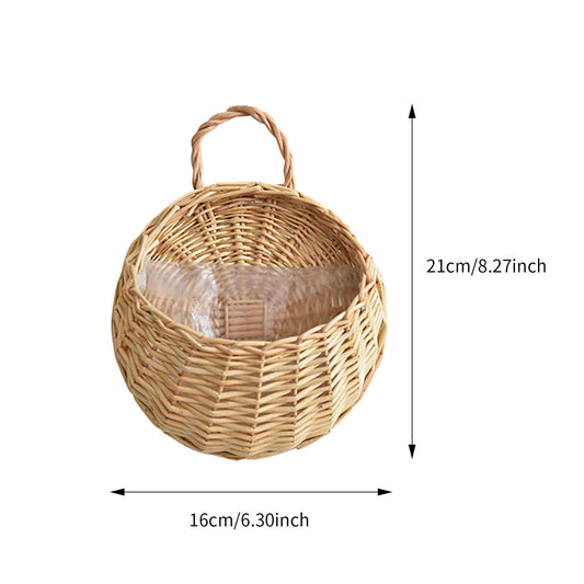 Wicker Storage Basket with Handles,Wall Pot Hanging Basket Storage Small Wicker Basket, Woven Handmade Basket V1189-LWWAL-20260401-06173