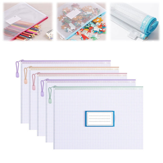 Zipper Mesh Document Pouch, 13.39x9.06 Inch/A4, Plastic Water-Resistant File Bags, for Office Supplies, V1189-LWWAL-20260401-06198