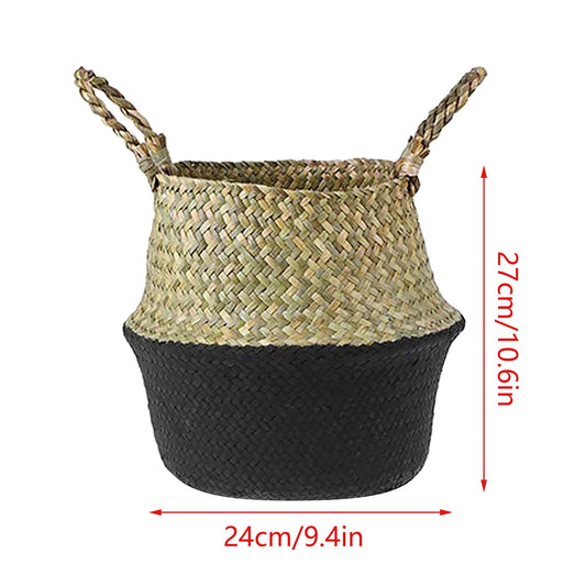 Seagrass Wicker Basket Flower Pot Folding Basket,3 Size Seagrass Handmade Decorative and Functional Storage V1189-LWWAL-20260401-06232