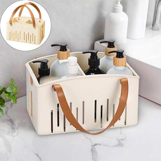 Cotton Woven Basket with PU Leather Handle, Clothes Toys Candy Gifts Cotton Rope Organizer, Living Room V1189-LWWAL-20260401-06302