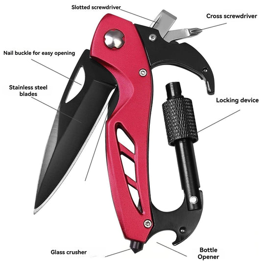Portable 2-in-1 Multifunctional Folding Pocket Knife,All-in-One Outdoor Portable Multifunctional Red Folding V1189-LWWAL-20260401-06349