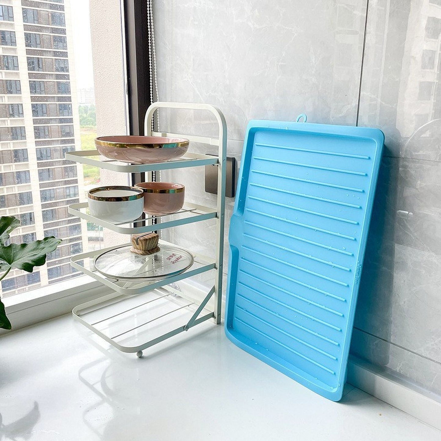 Large Rectangular Kitchen Drying Tray with Drain Holes,Sturdy Plastic for Fruit,Vegetable,and Dish V1189-LWWAL-20260401-06351