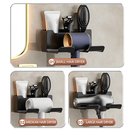 1 Pack Hair Dryer Holder, Wall Mount Self Adhesive Waterproof Blow Dryer Rack Storage Organizer Hanger, V1189-LWWAL-20260401-06408