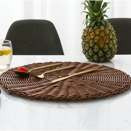 14 Inch Round Woven Placemats, Non Slip Heat Resistant Plastic Table Mats,Table Placemat For Household V1189-LWWAL-20260401-06516