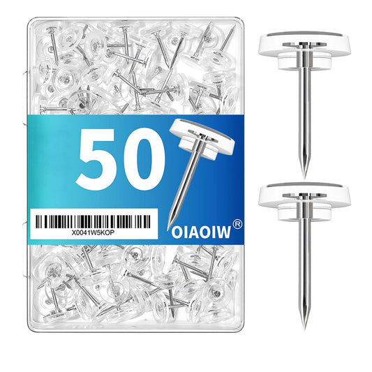 50PC Clear Push Pins,Reusable Clear Thumb Tacks for Bulletin Board, Cork Board and Wall Maps Pictures V1189-LWWAL-20260401-06550