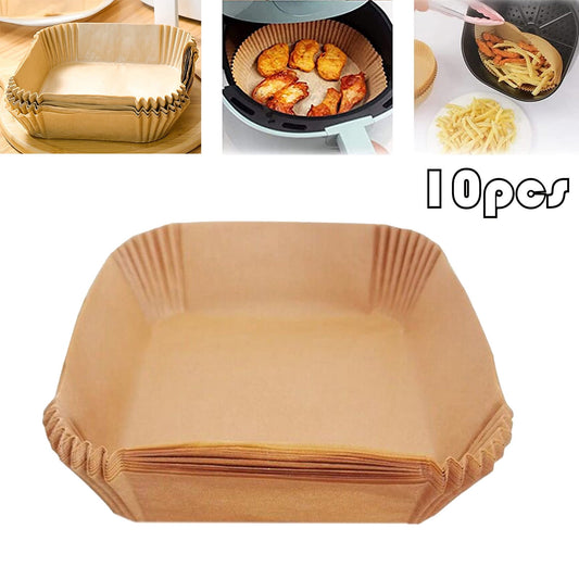 10/30/50/100 Pcs Air Fryer Disposable Paper Liners,8In Unbleached Square Parchment Paper Non-Stick Airfryer V1189-LWWAL-20260401-06604