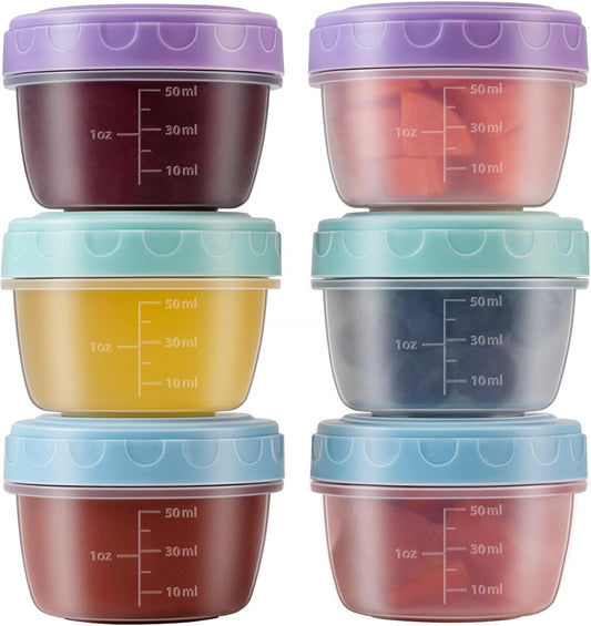 6Pcs 2Oz Small Containers With Lids,Reusable Plastic Storage Jars For Snack And Puree, Salad Dressing V1189-LWWAL-20260401-06670