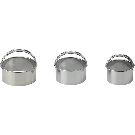 3 Pcs Round Biscuit Cutter With Handle,Circle Biscuit Cutter,Stainless Steel Round Circle Doughnut Cutter V1189-LWWAL-20260401-06675