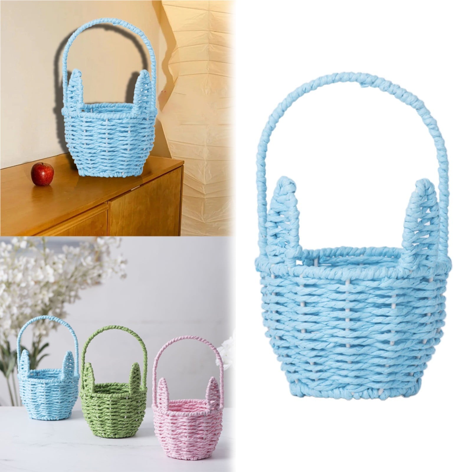 Woven Breads Baskets, Oval Small Fruit Baskets, Stackable Plastic Wicker Baskets for Serving Vegetables, V1189-LWWAL-20260401-06787