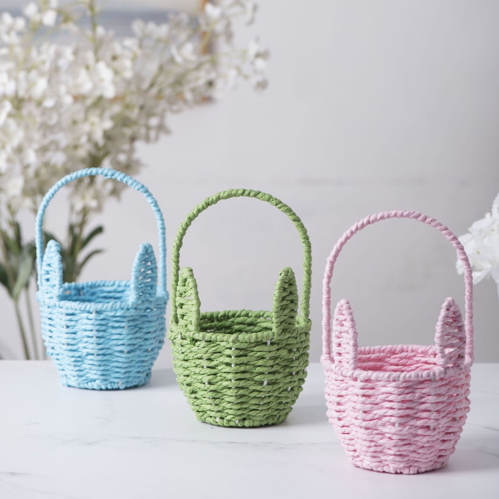 Woven Breads Baskets, Oval Small Fruit Baskets, Stackable Plastic Wicker Baskets for Serving Vegetables, V1189-LWWAL-20260401-06787
