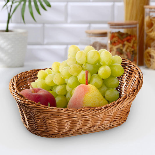 Woven Breads Baskets, Oval Small Fruit Baskets, Stackable Plastic Wicker Baskets for Serving Vegetables, V1189-LWWAL-20260401-06788
