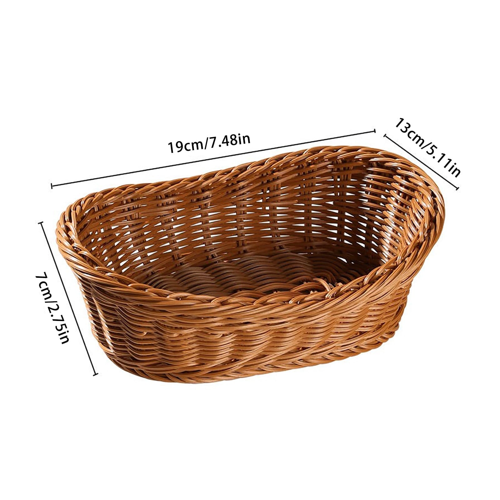 Woven Breads Baskets, Oval Small Fruit Baskets, Stackable Plastic Wicker Baskets for Serving Vegetables, V1189-LWWAL-20260401-06788
