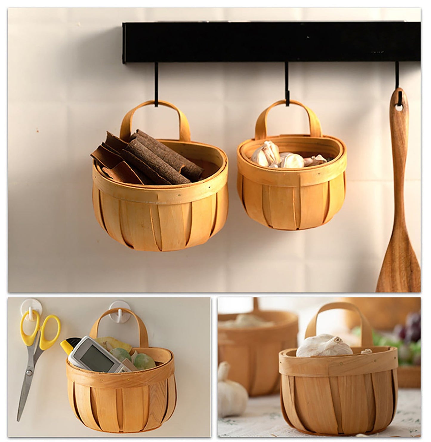 Woven Breads Baskets, Oval Small Fruit Baskets, Stackable Plastic Wicker Baskets for Serving Vegetables, V1189-LWWAL-20260401-06789