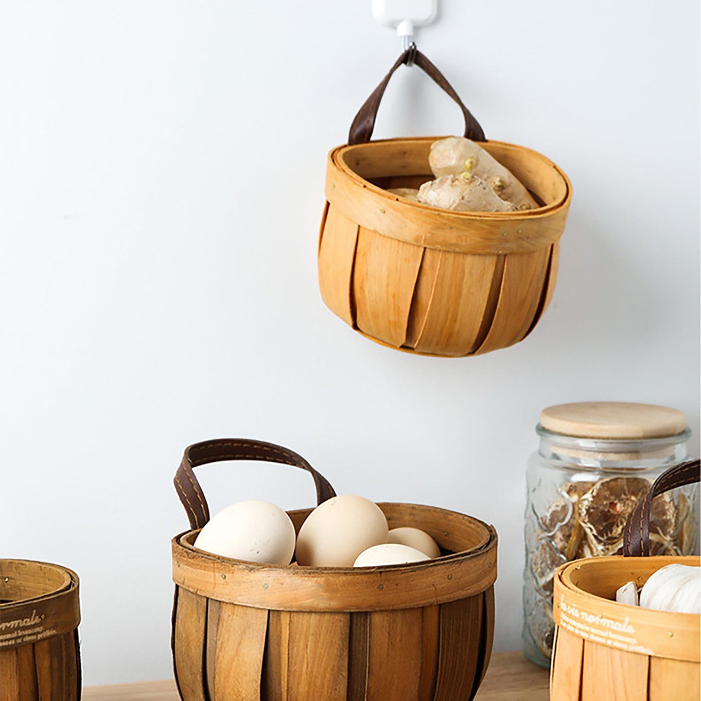 Woven Breads Baskets, Oval Small Fruit Baskets, Stackable Plastic Wicker Baskets for Serving Vegetables, V1189-LWWAL-20260401-06789