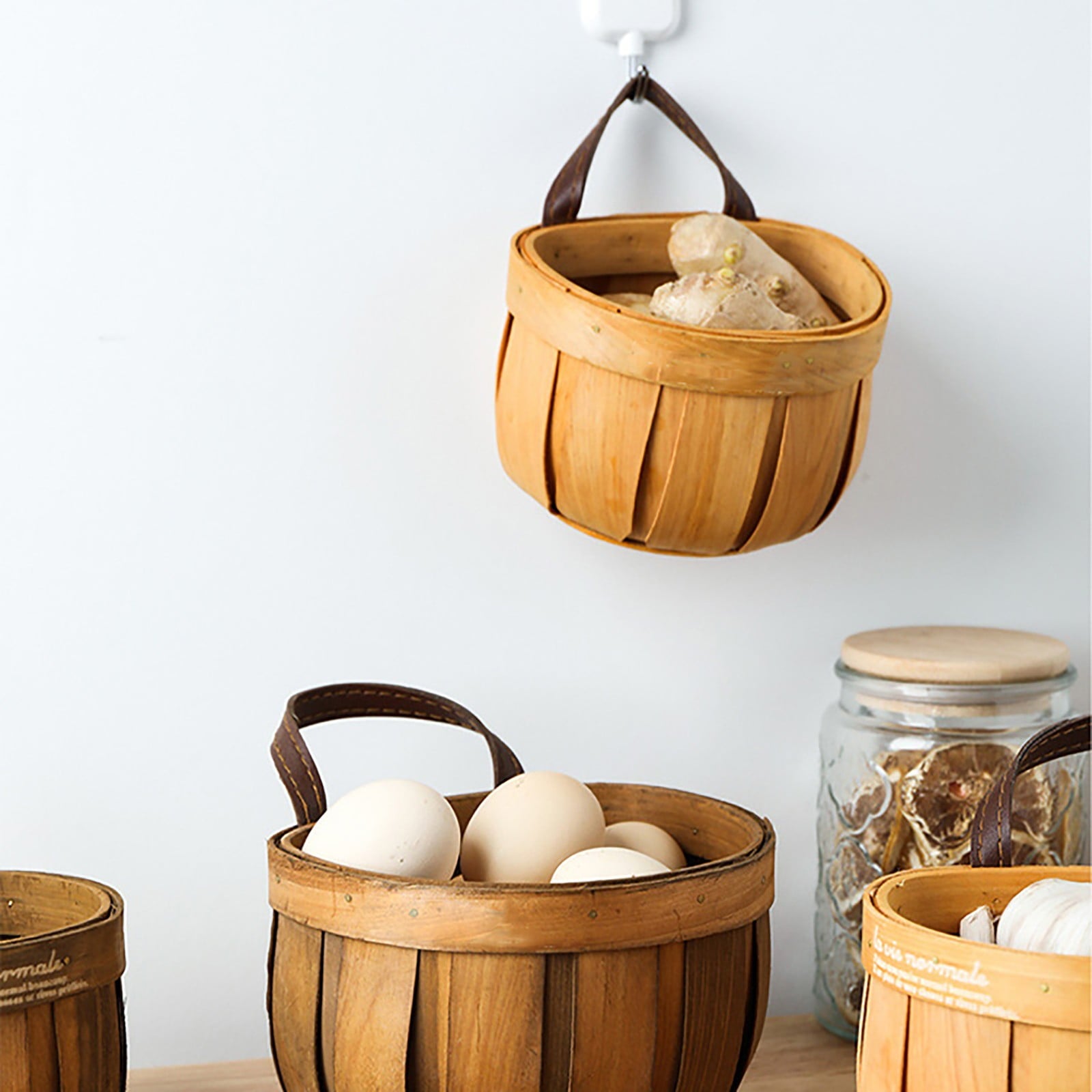 Woven Breads Baskets, Oval Small Fruit Baskets, Stackable Plastic Wicker Baskets for Serving Vegetables, V1189-LWWAL-20260401-06789
