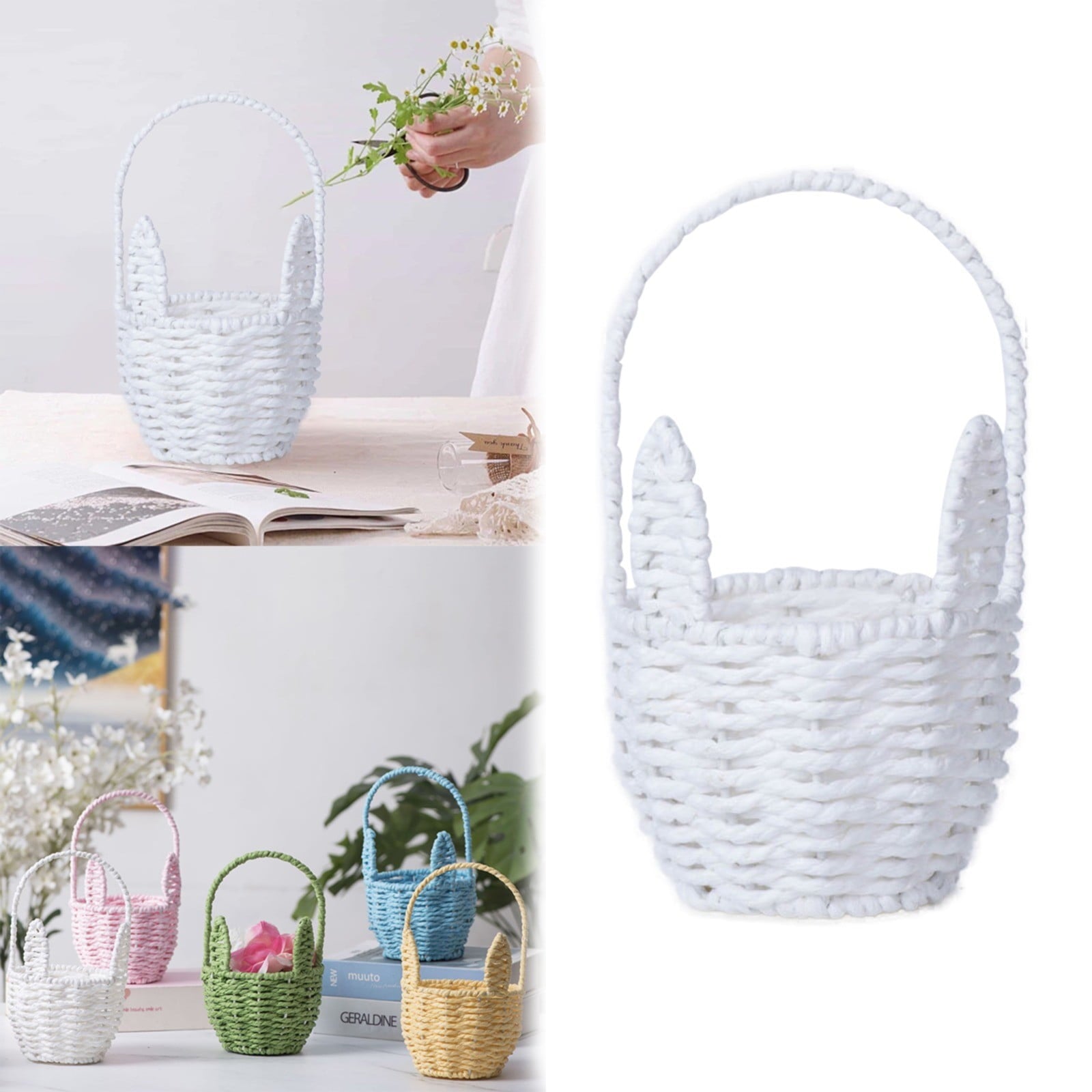 Woven Breads Baskets, Oval Small Fruit Baskets, Stackable Plastic Wicker Baskets for Serving Vegetables, V1189-LWWAL-20260401-06792
