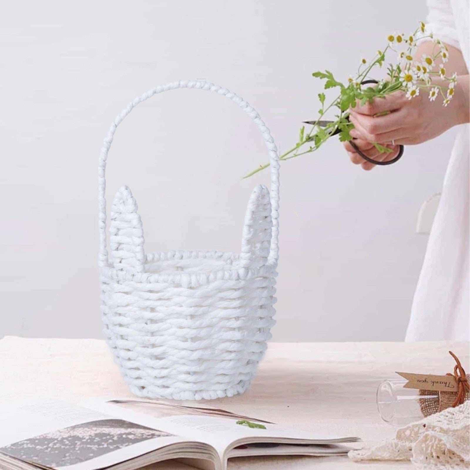 Woven Breads Baskets, Oval Small Fruit Baskets, Stackable Plastic Wicker Baskets for Serving Vegetables, V1189-LWWAL-20260401-06793
