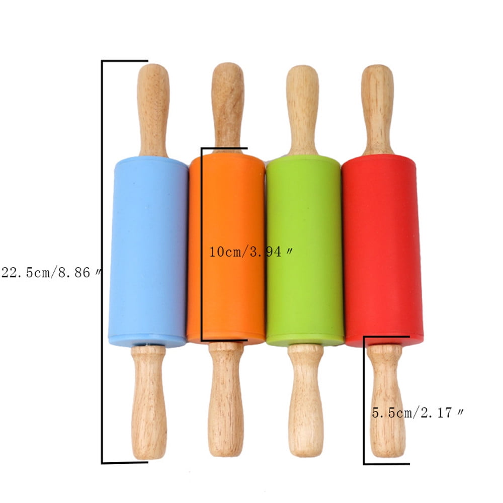 Mini Silicone Rolling Pin, Small Dough Roller with Wood Handle, Non-stick Rolling Pins with Handle, for Craft V1189-LWWAL-20260401-06834