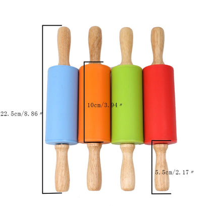 Mini Silicone Rolling Pin, Small Dough Roller with Wood Handle, Non-stick Rolling Pins with Handle, for Craft V1189-LWWAL-20260401-06834
