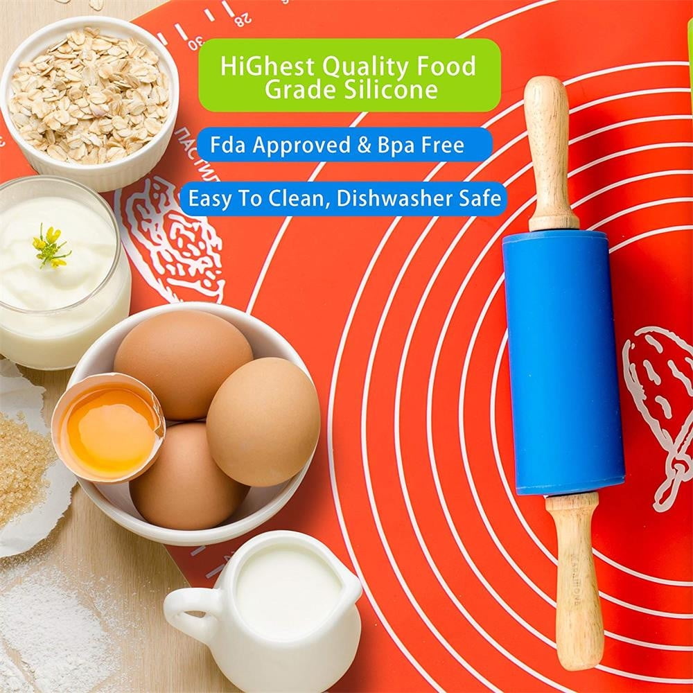 Mini Silicone Rolling Pin, Small Dough Roller with Wood Handle, Non-stick Rolling Pins with Handle, for Craft V1189-LWWAL-20260401-06834