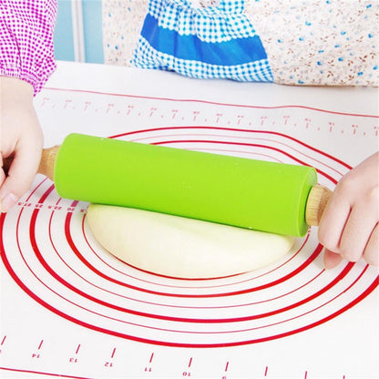 Mini Silicone Rolling Pin, Small Dough Roller with Wood Handle, Non-stick Rolling Pins with Handle, for Craft V1189-LWWAL-20260401-06834
