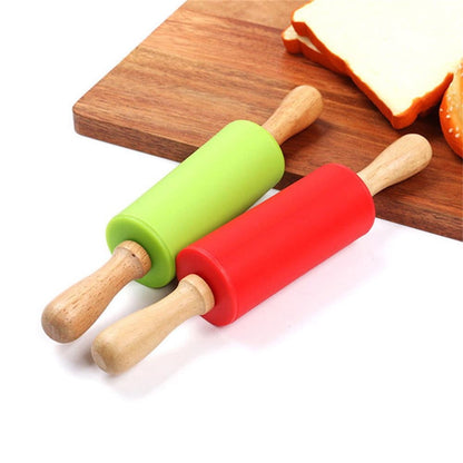 Mini Silicone Rolling Pin, Small Dough Roller with Wood Handle, Non-stick Rolling Pins with Handle, for Craft V1189-LWWAL-20260401-06834